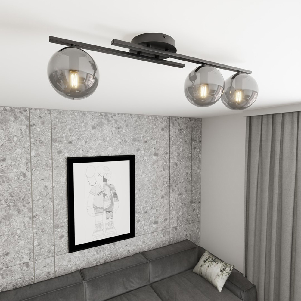Emibig Kairo 3 Light Graphite Shade Black Ceiling Lamp Image 2