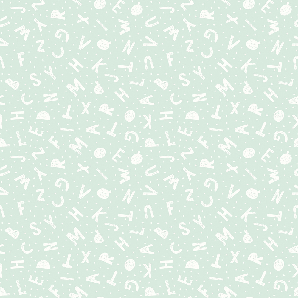 Hoopla Walls Peekaboo Alphabet Jumble Seafoam Wallpaper Image 1