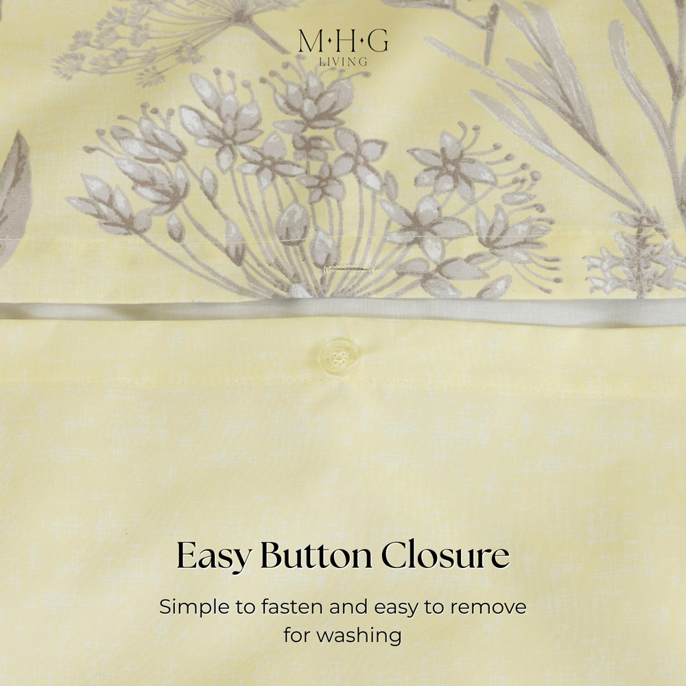 MHG Living Single Whispering Meadow Yellow Botanical Reversible Duvet Cover Set Image 7