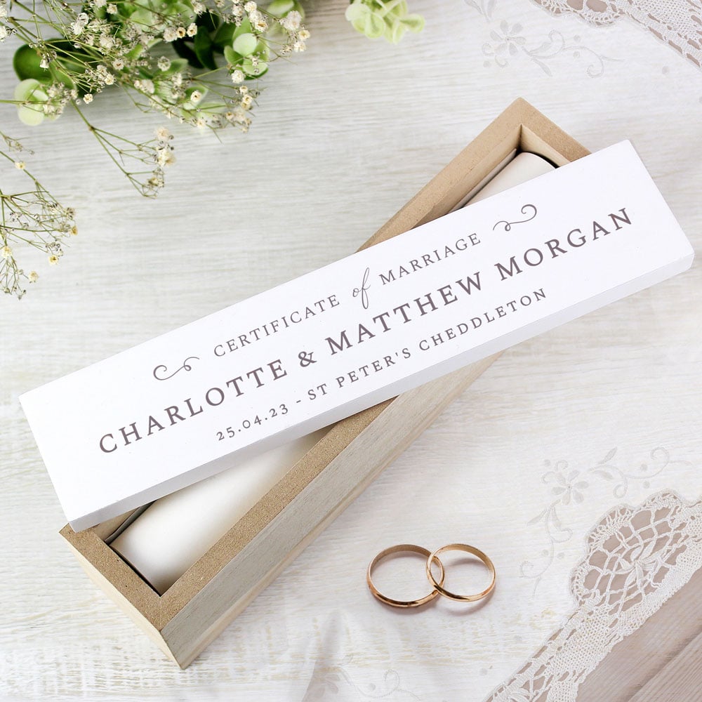 Personalised Memento Personalised Wedding Wooden Certificate Holder Image 2