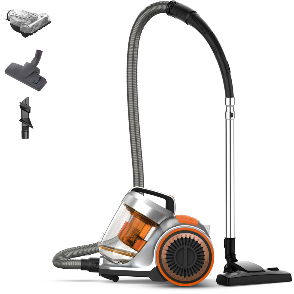 Vax Silver and Orange Pick Up Pet Cylinder Bagless Corded Vacuum Cleaner 800W Image 2
