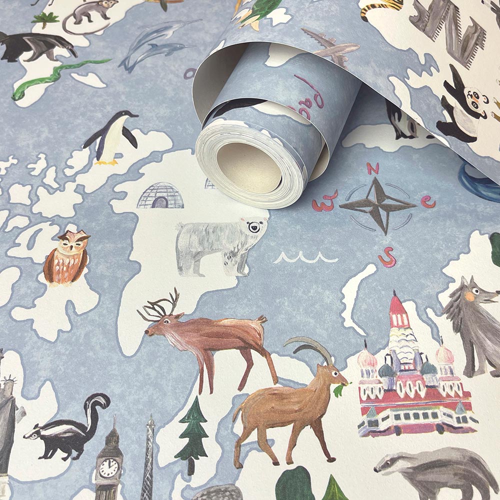 Holden Decor Animal Maps Grey Wallpaper Image 2