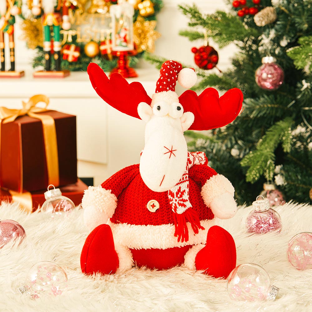 Living and Home Red and White Plush Reindeer Christmas Toy Image 5