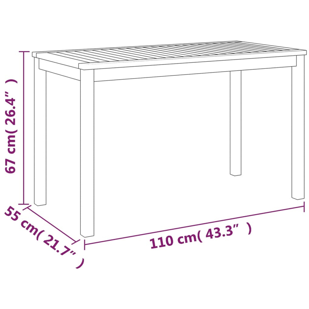 vidaXL Brown Solid Acacia Garden Table 110cm Image 7