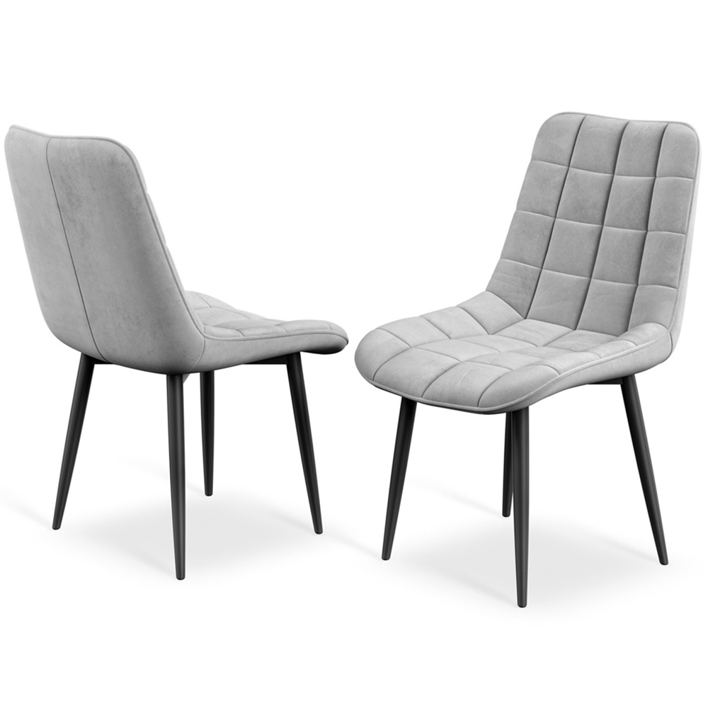 Furniture Online Nova Set of 2 Grey Velvet Padded Seat Dining Chair Image 5
