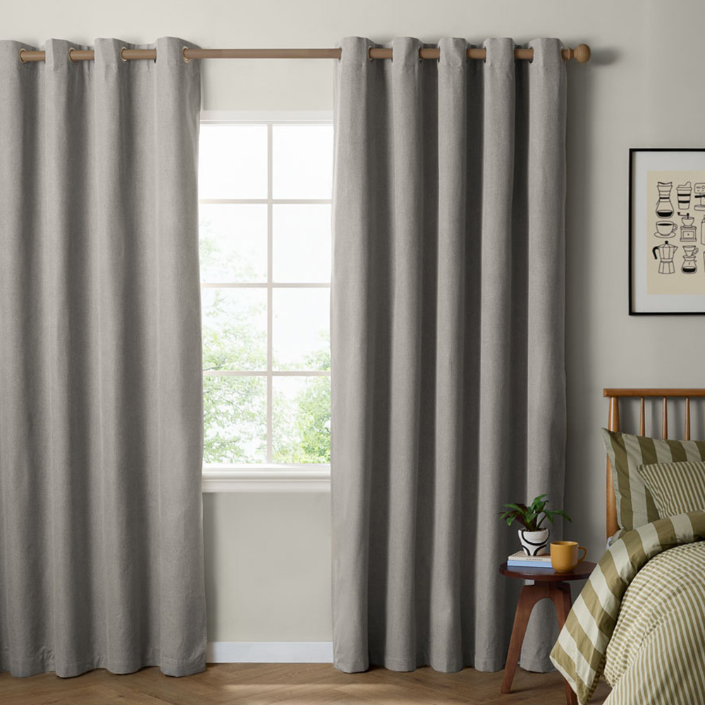 Furn The Ultimate Grey Textured Woven Blackout Eyelet Curtains 117 x 183cm Image 1