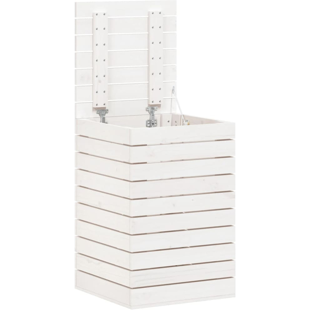 vidaXL White Solid Pine Wood Laundry Basket 44 x 44 x 66cm Image 3