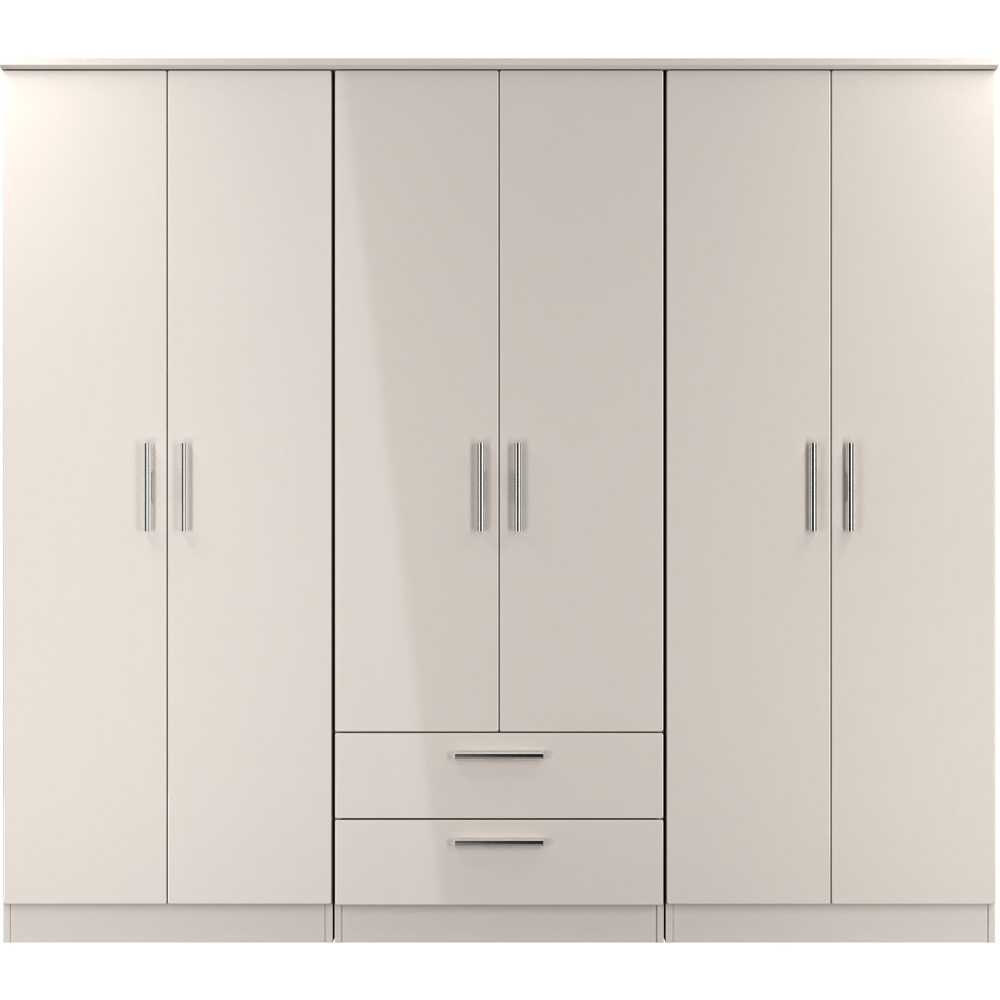 Crowndale Knightsbridge 6 Door 2 Drawer Kashmir Gloss Tall Wardrobe Ready Assembled Image 2