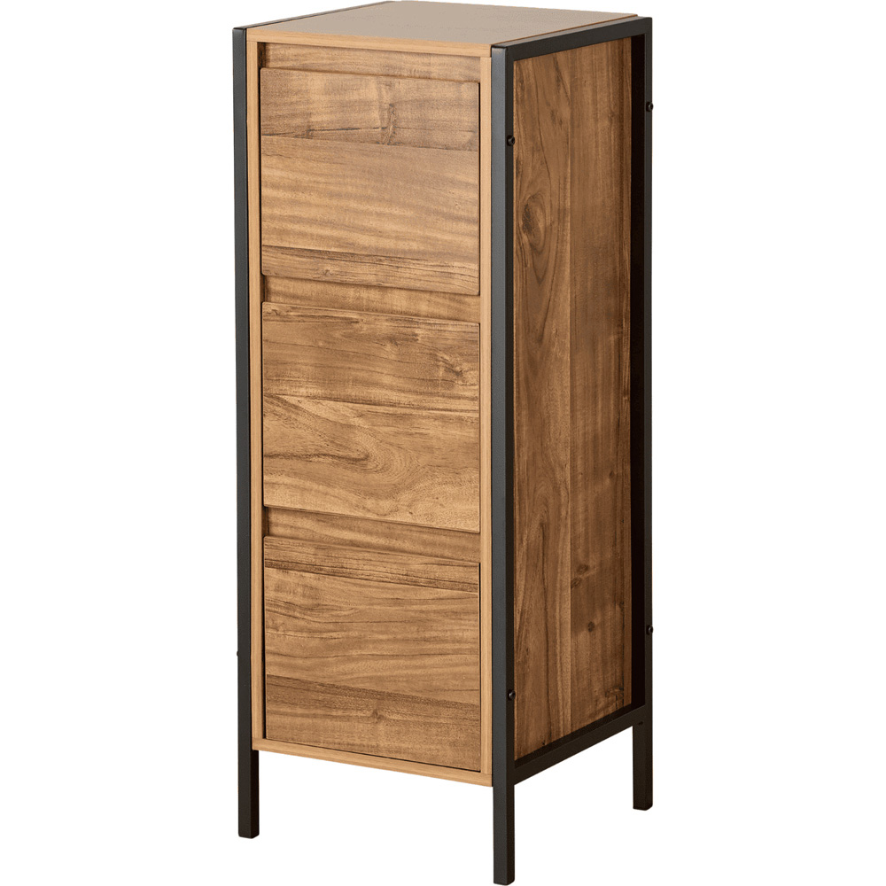 Home Source Locastra 3 Drawer Oak and Black Bathroom Floor Cabinet Image 2