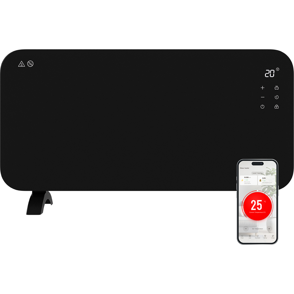 TCP Smart Midnight Black Glass Panel Heater with Energy Monitoring 2000W Image 2