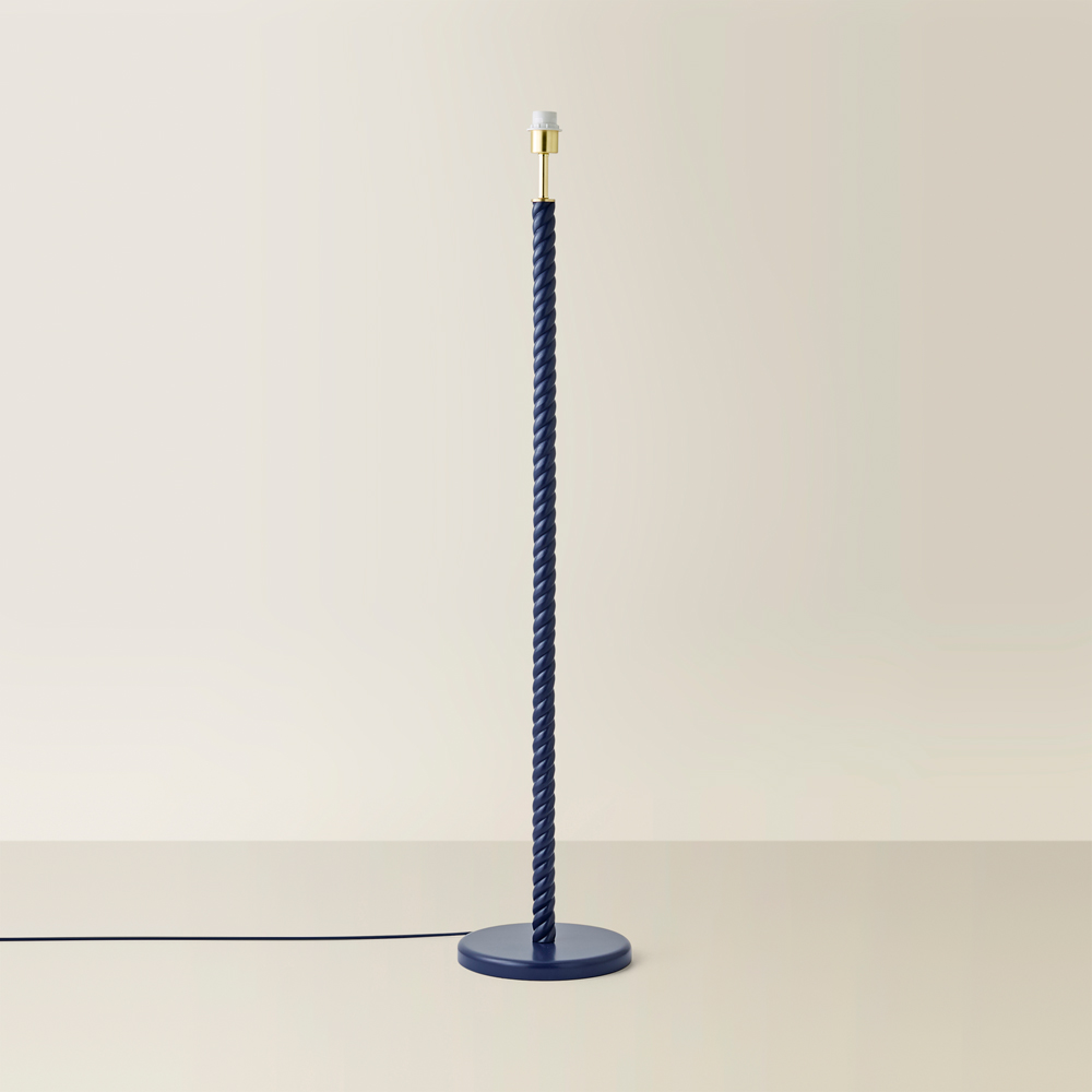 ValueLights Amara Navy Twist Wooden Floor Lamp Base Image 2