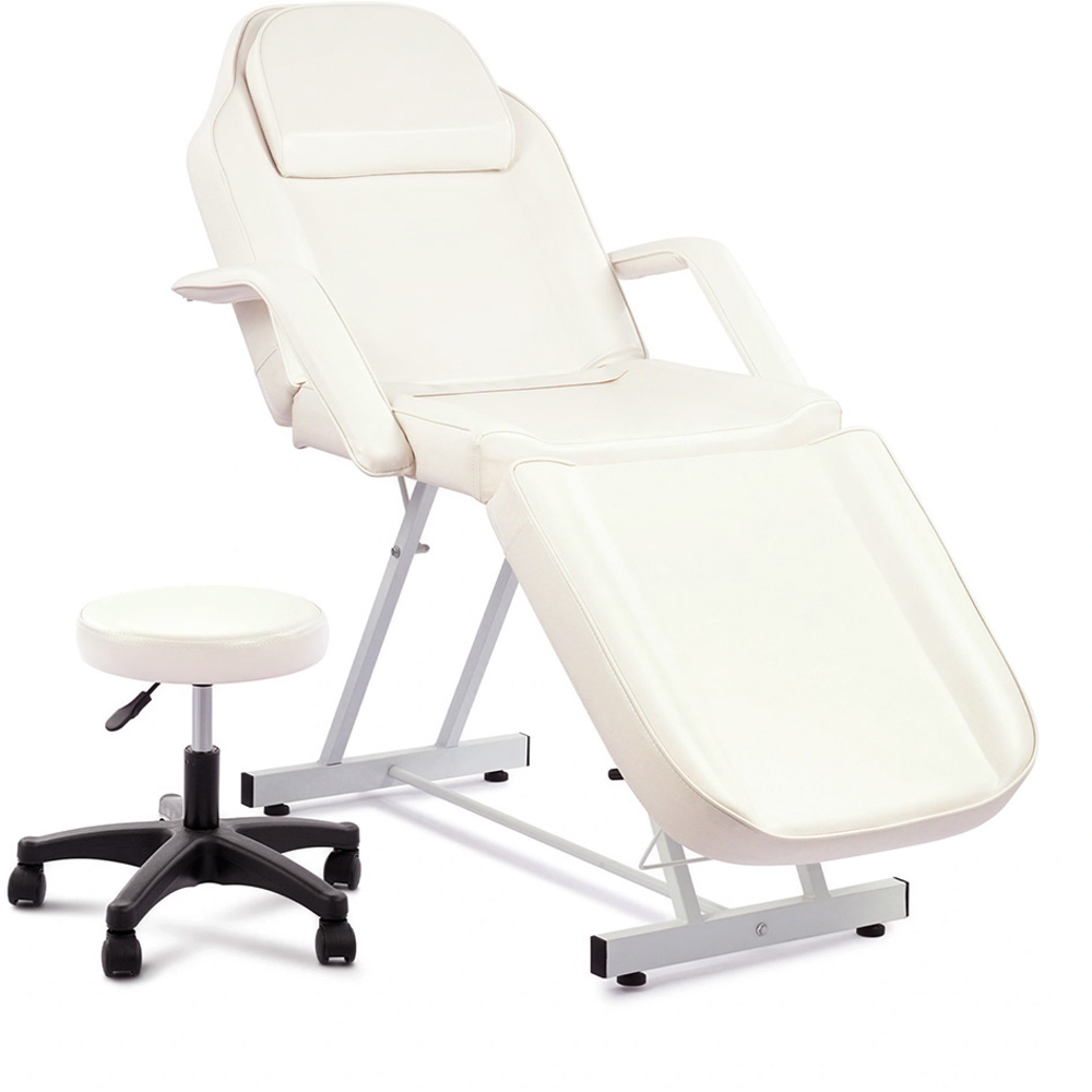 Living and Home White Adjustable Massage Table and Chair Set with Headrest Image 4