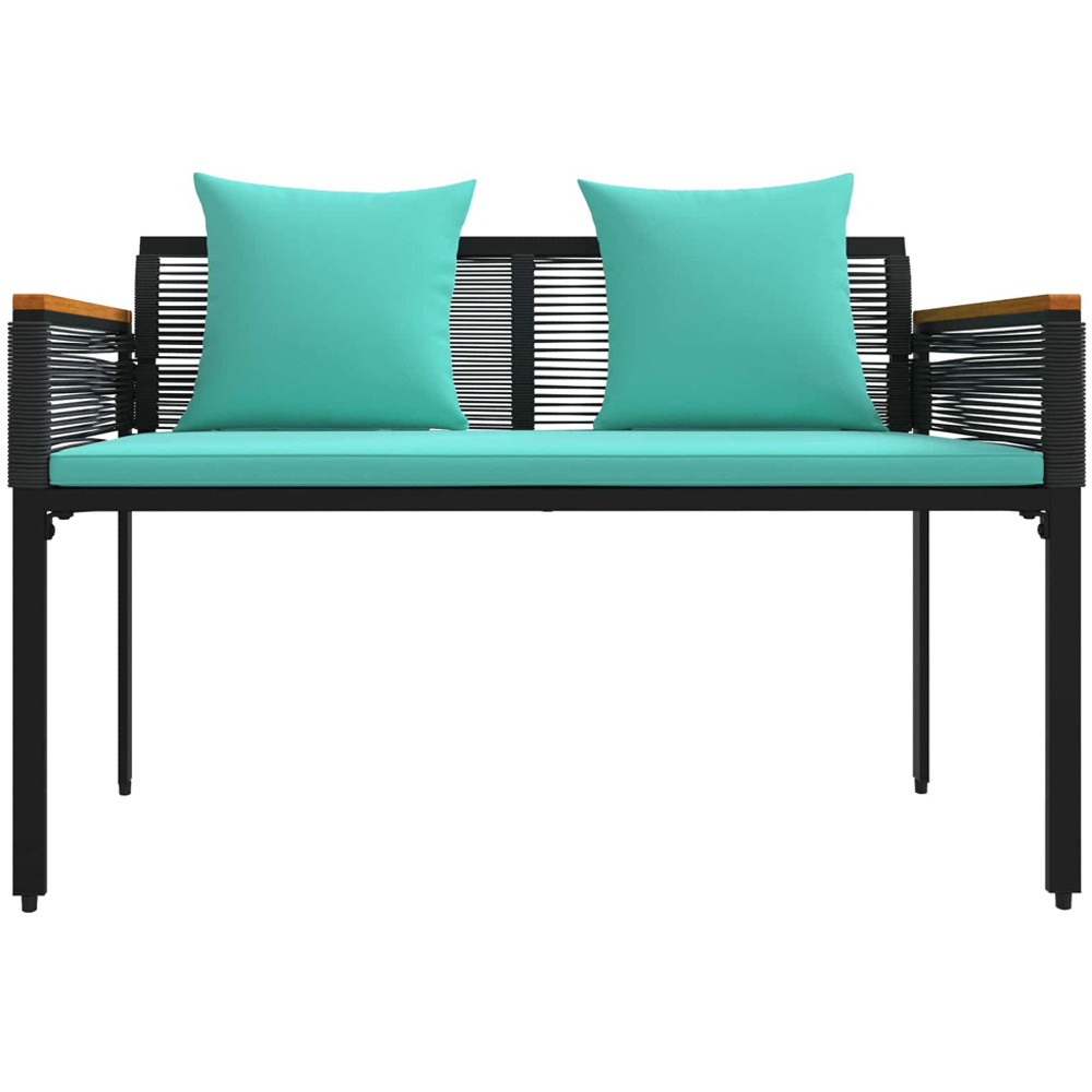vidaXL Black and Turquoise Poly Rattan Garden Bench with Cushion 117 x 54 x 74.5cm Image 4