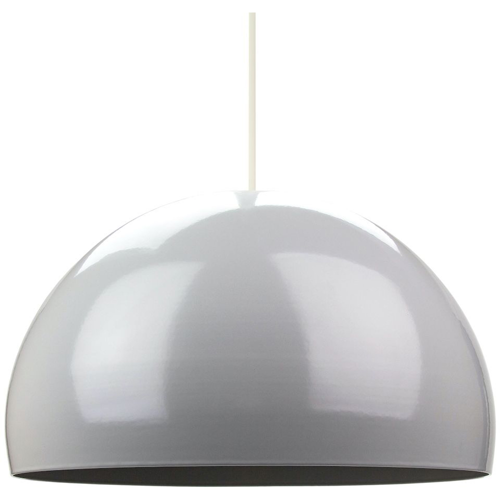Happy Homewares Grey Gloss Metal Domed Pendant Shade Image 1