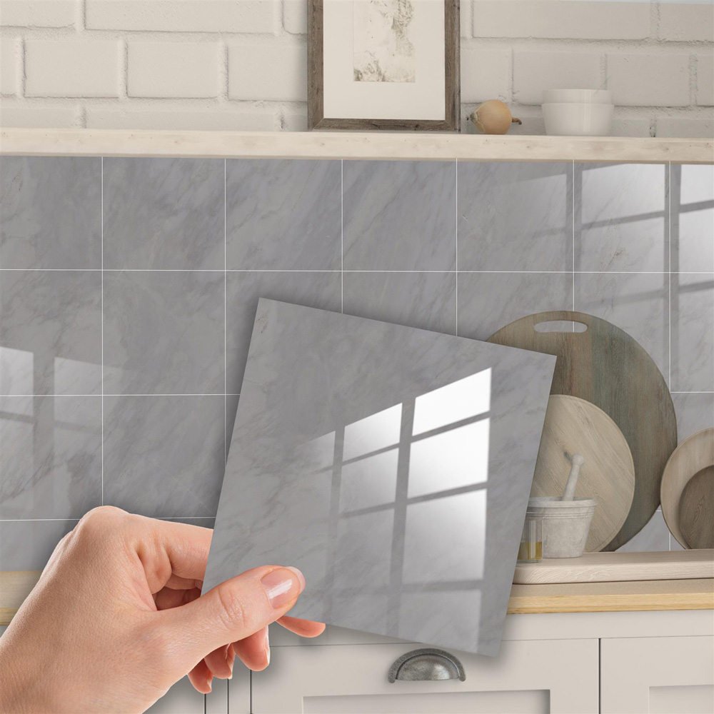 Walplus Cloudy Grey Marble Stone Tile Sticker 12 Pack Image 4
