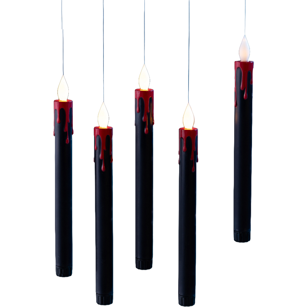 Pack of 5 Floating Hallowen LED Candles Black Image 1