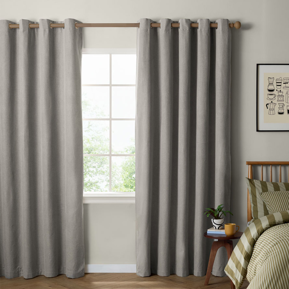 Furn The Ultimate Grey Textured Woven Blackout Eyelet Curtains 117 x 137cm Image 1