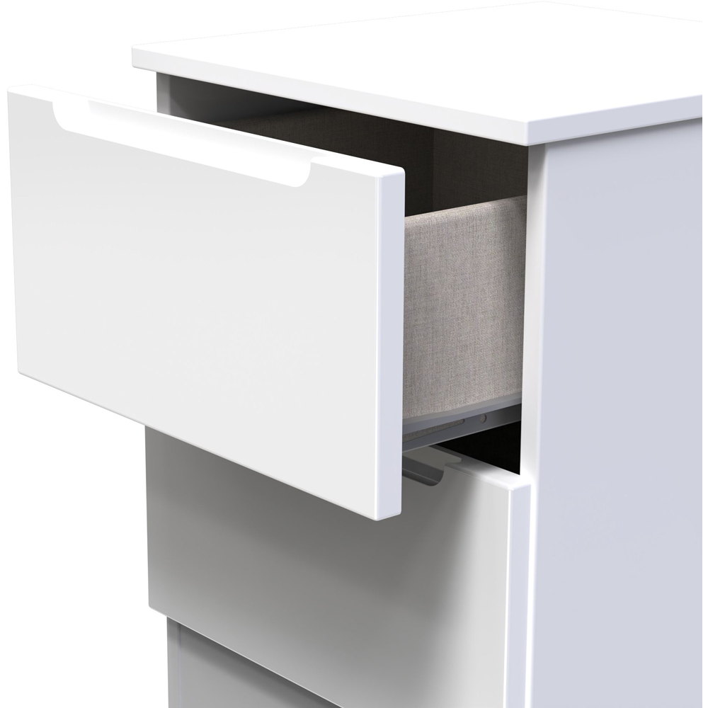 Crowndale Milan 2 Drawer White Gloss Compact Bedside Cabinet Ready Assembled Image 6