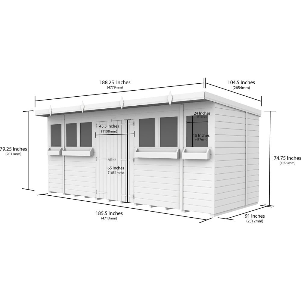 DIY Sheds 16 x 8ft Tongue and Groove Timber Pent Summer Garden Shed Image 8