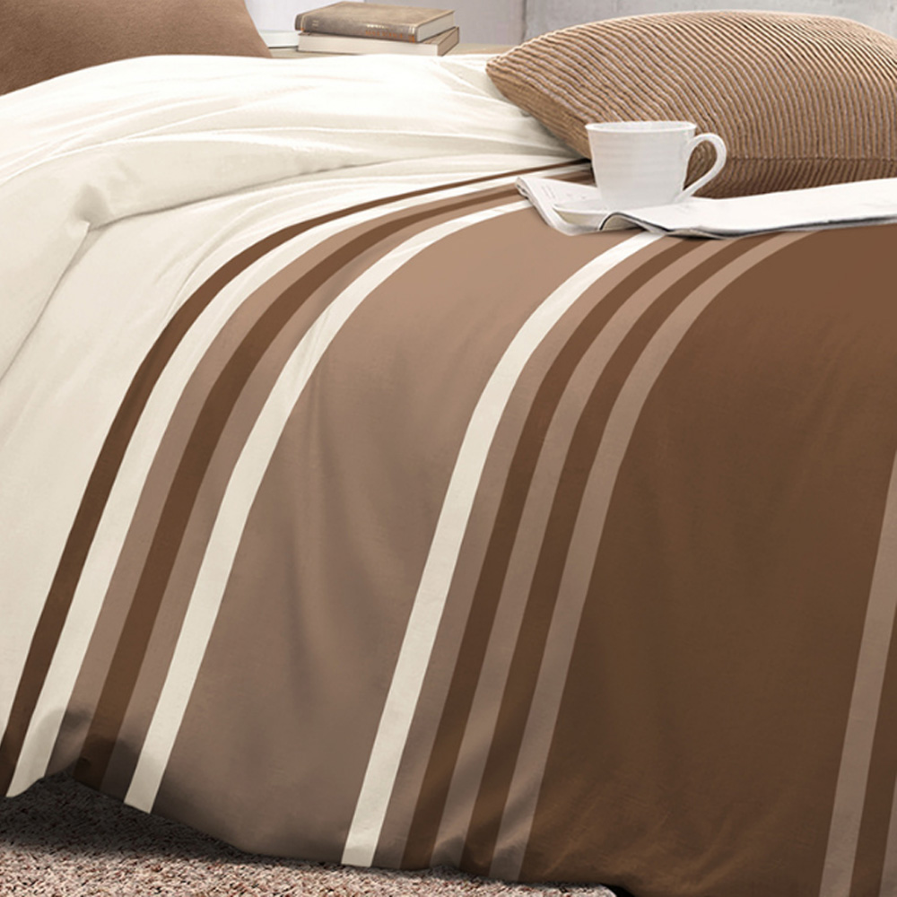 Velosso King Size Chocolate Tonal Stripe Duvet Set Image 3