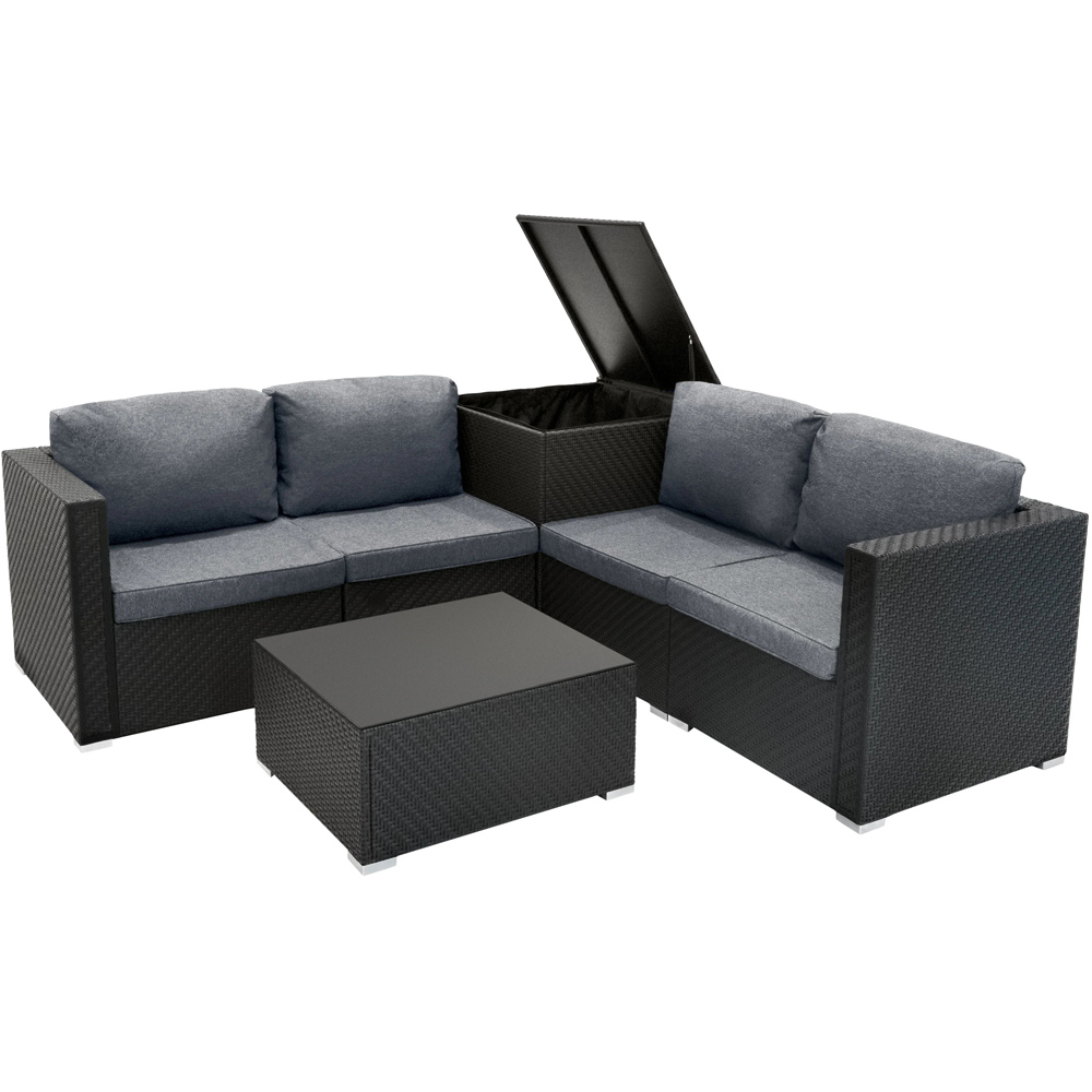 MonsterShop 6 Piece Black Rattan Modular Furniture Set Image 5
