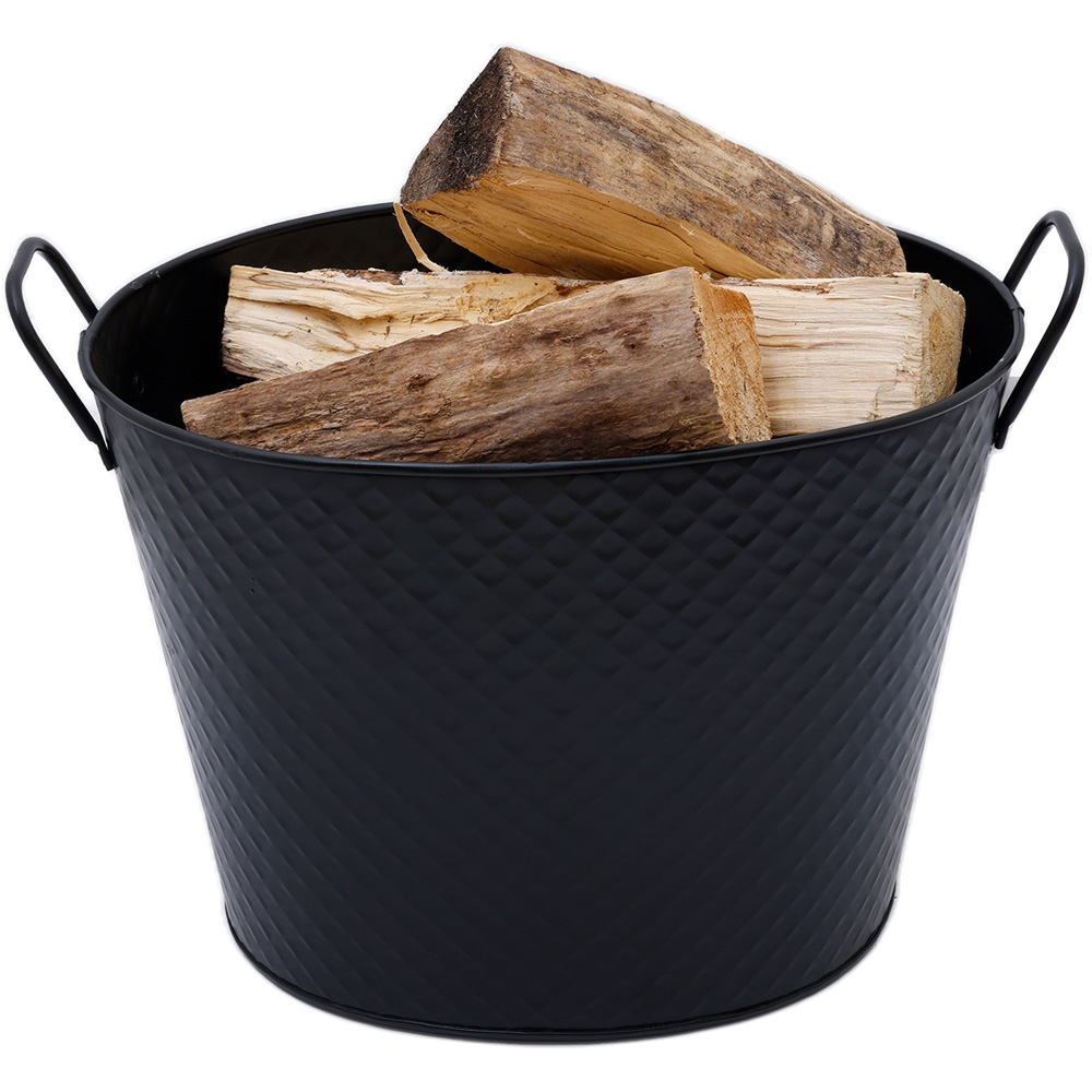 Charles Bentley Small Black Diamond Embossed Oval Bucket Image 4