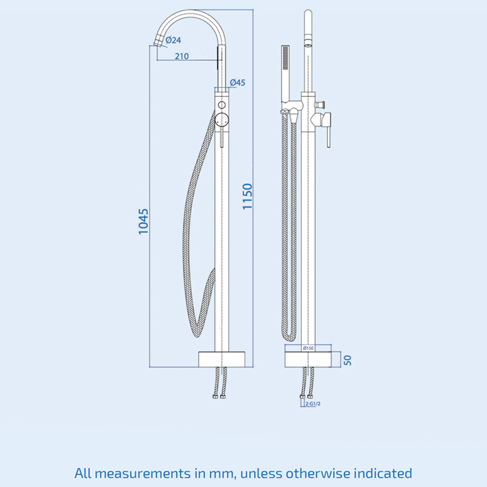 Nes Home Rosette Modern Chrome Round Freestanding Bath Shower Mixer Tap Image 3
