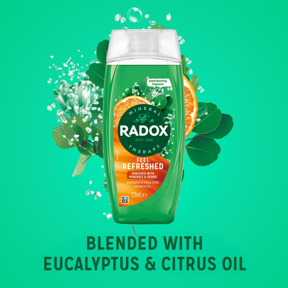 Radox Feel Refreshed Eucalyptus and Citrus Scent Shower Gel 225ml 6 Pack Image 5