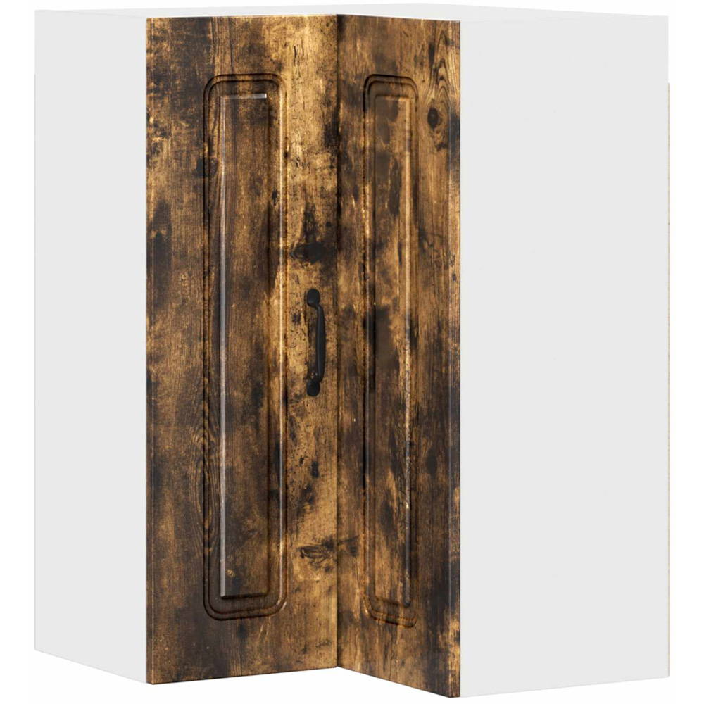 vidaXL 2 Door Smoked Oak Kitchen Wall Corner Cabinet Image 2