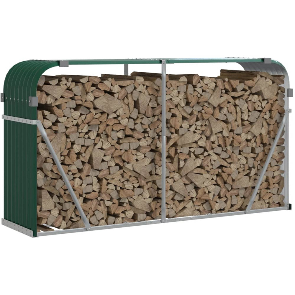 vidaXL Green Galvanised Steel Firewood Log Holder 100 x 180 x 45cm Image 2