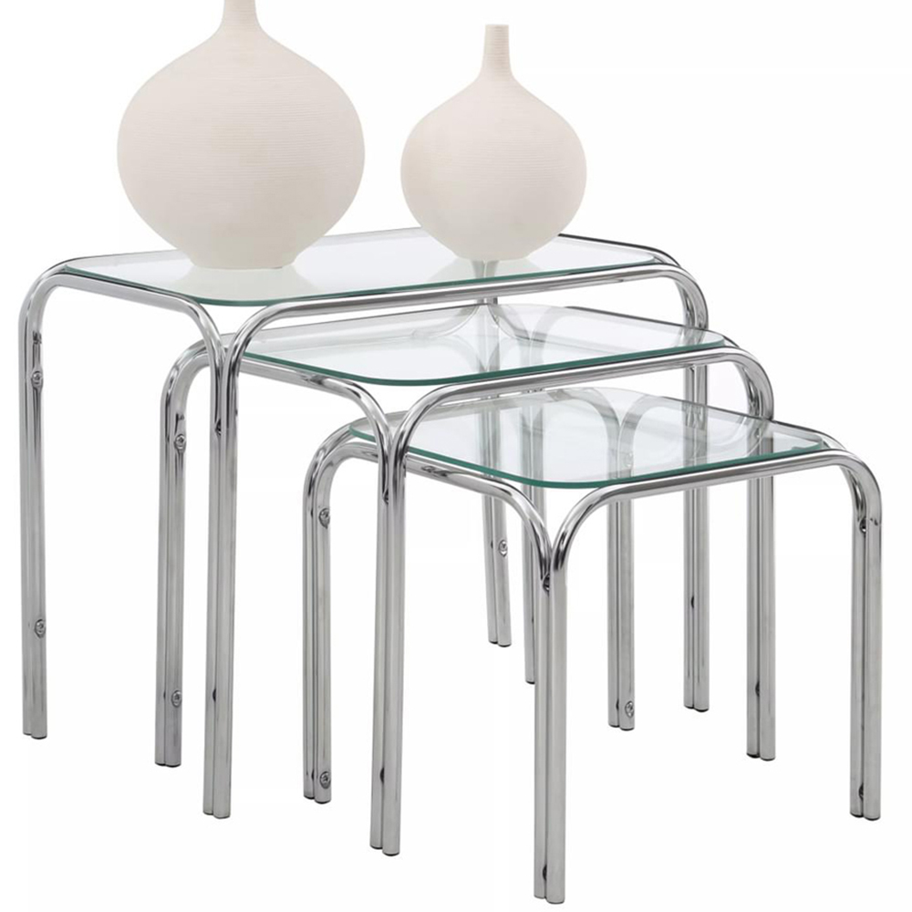 Premier Houseware Clear Glass Nested Oval Tables Set of 3 Image 3