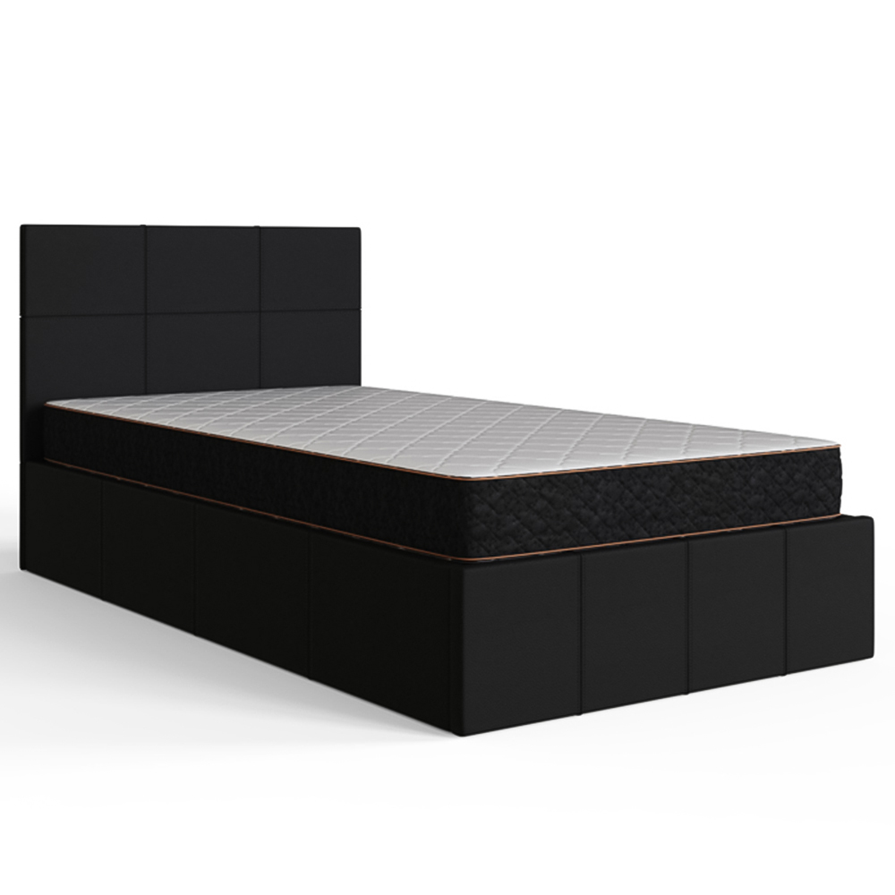 GFW Single Black Faux Leather End Lift Ottoman Bed with Memory Pocket Spring Mattress Image 3