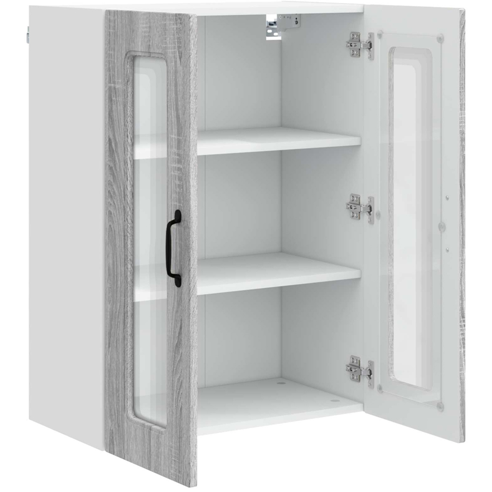 vidaXL 2 Glass Door Grey Sonoma Kitchen Wall Cabinet Image 5