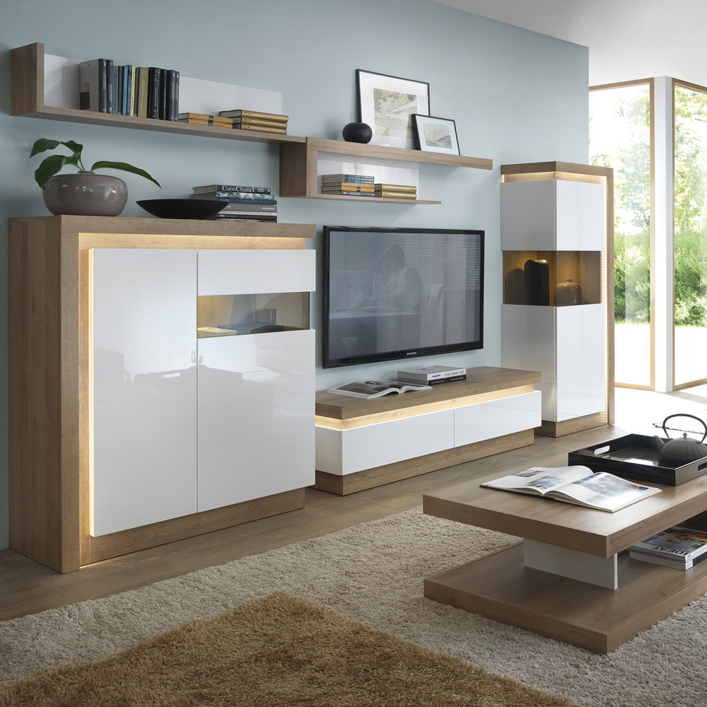 Furniture To Go Lyon 130cm Riviera Oak and White Wall Shelf Image 4