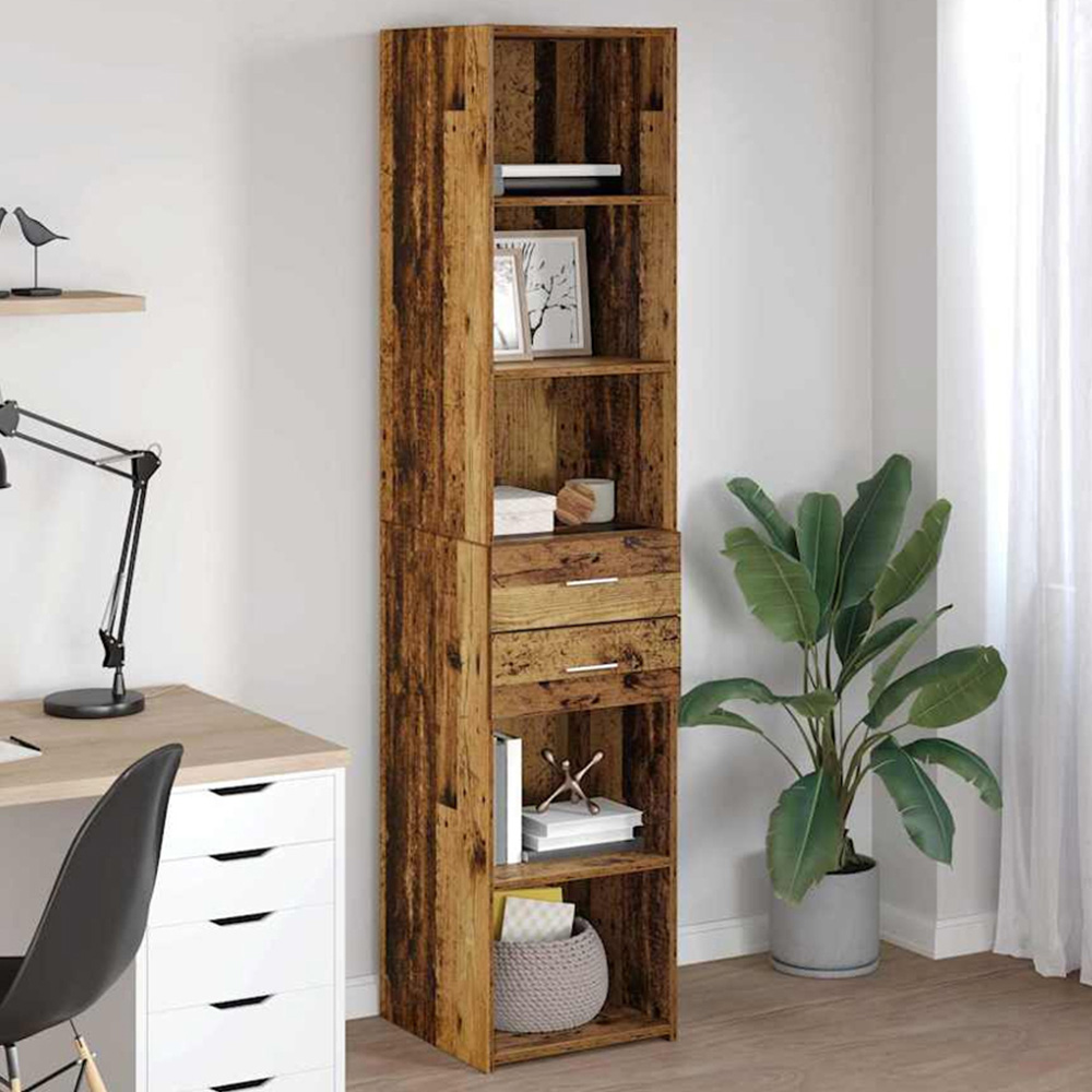 vidaXL 2 Drawer 5 Shelf Old Wood Highboard Image 1
