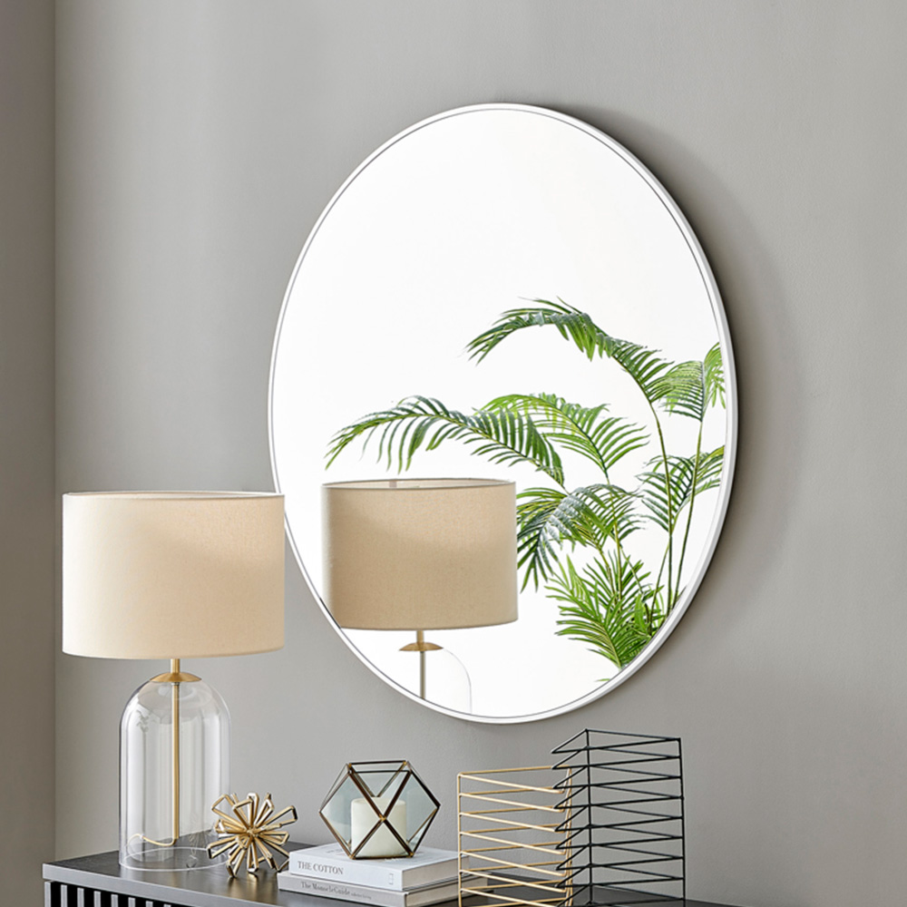 Furniturebox Emma Round White Frame Wall Mirror 100cm Image 2
