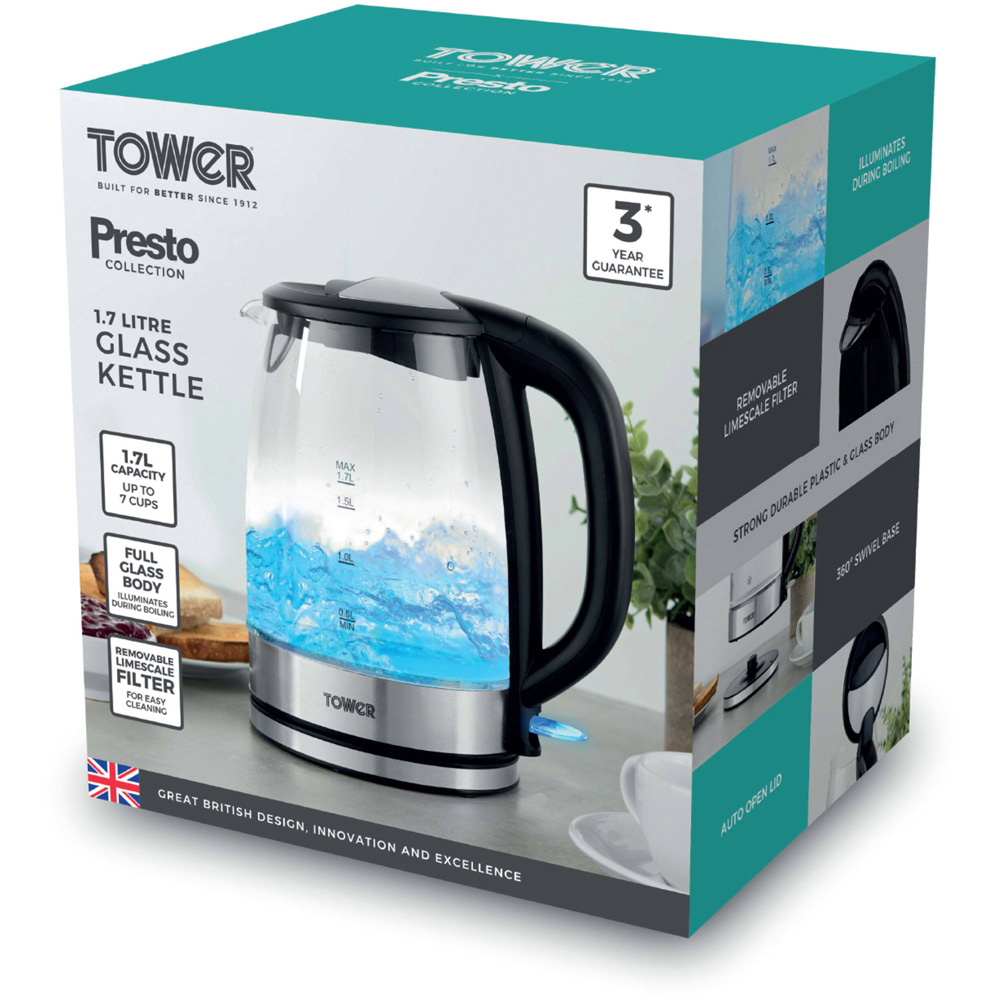 Tower Presto PT10090BLK Black Glass 1.7L Kettle 2200W Image 8
