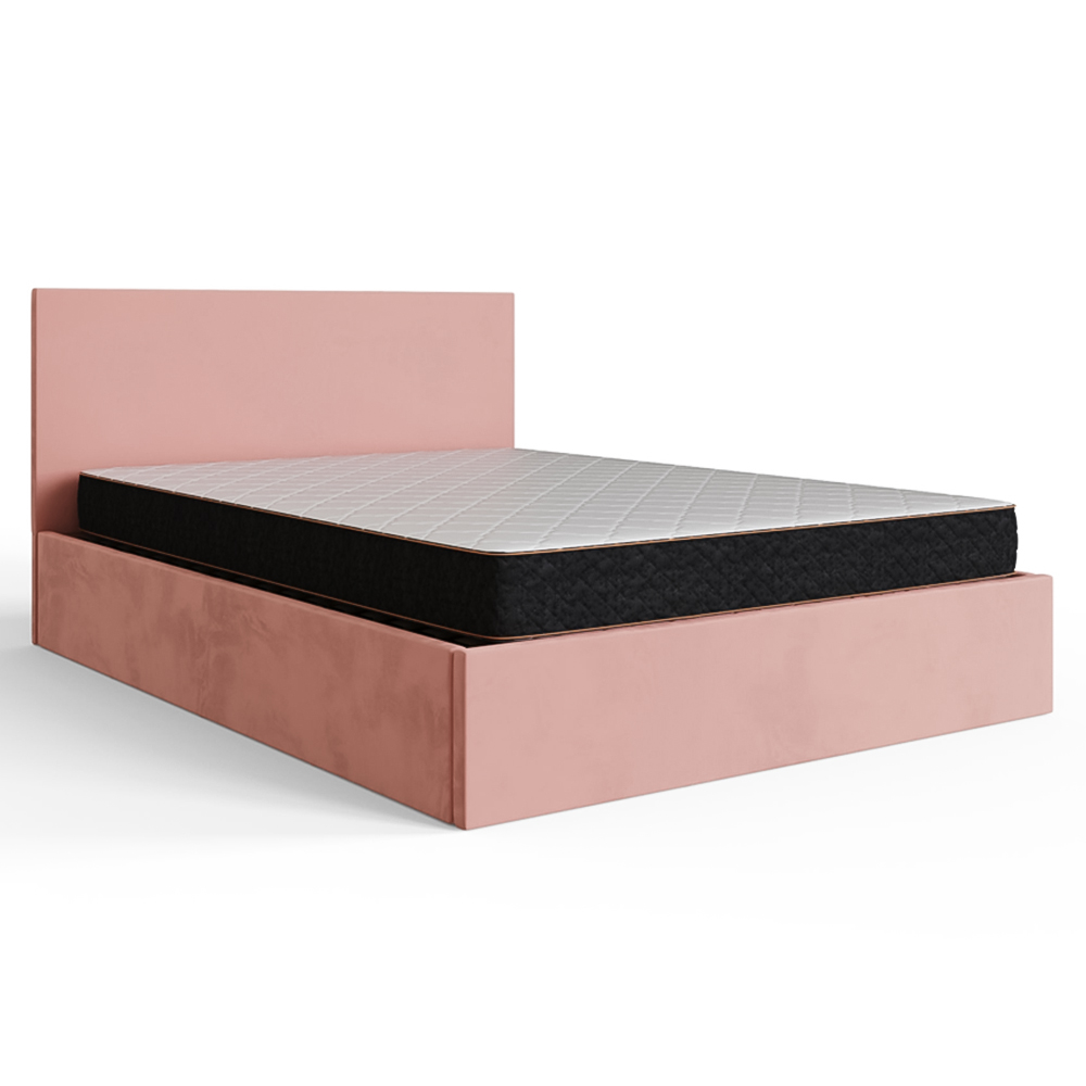 GFW Small Double Blush Pink Velvet End Lift Ottoman Bed Image 2