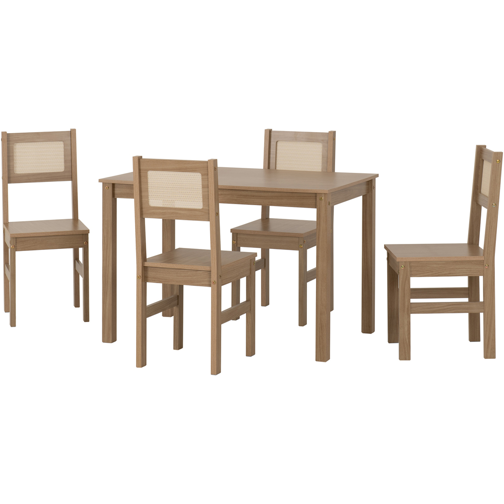 Seconique Santana Rattan Effect 4 Seater Dining Table Set Light Oak Image 2