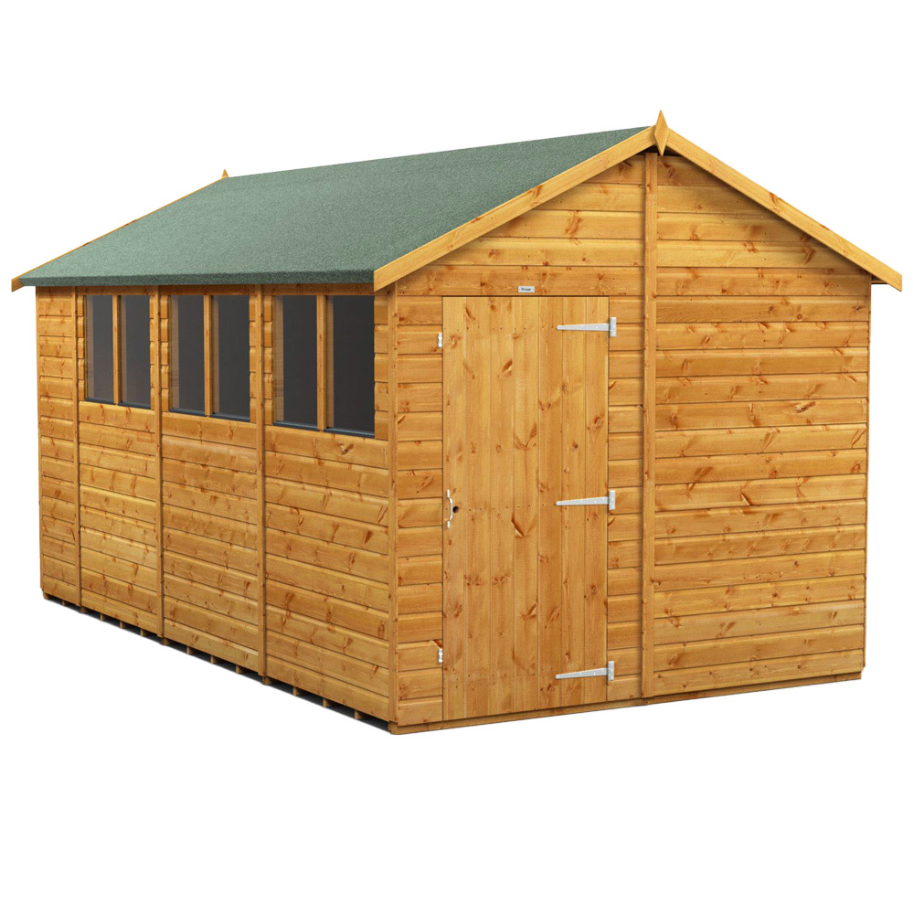 Power Sheds 14 x 8ft Apex Wooden Shed with Window Image 1