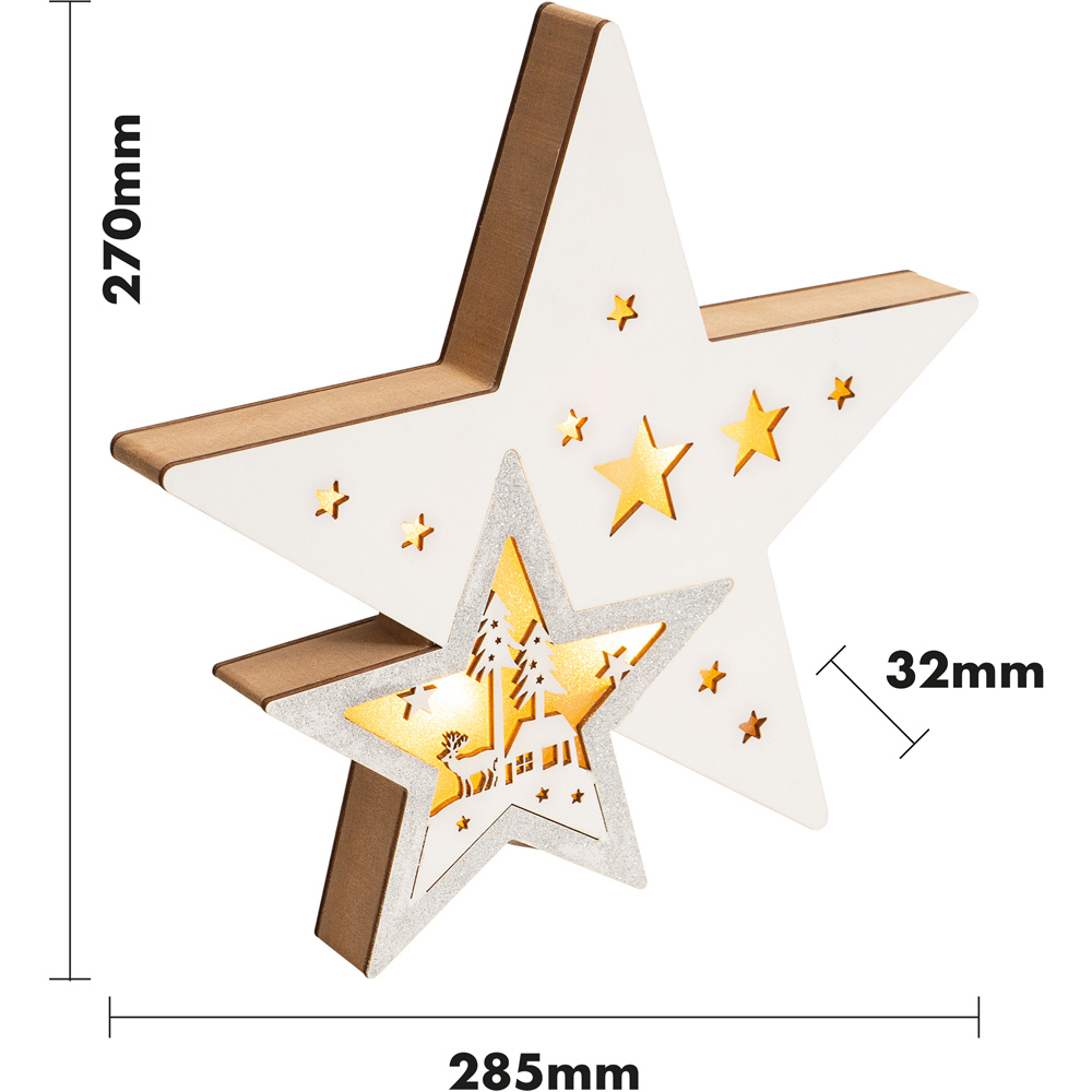 St Helens Battery Powered Light Up Wooden Christmas Star Image 5