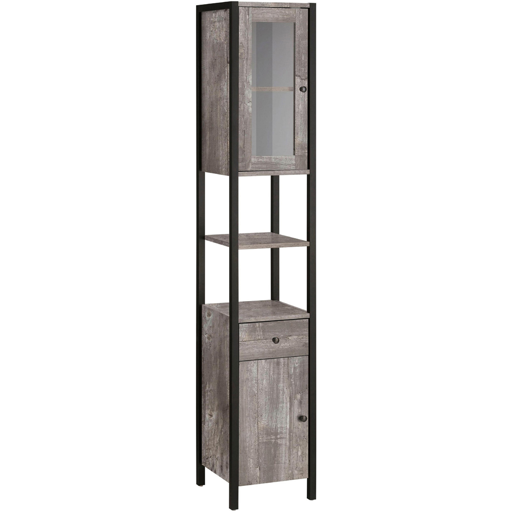 Loft24 Chris 2 Door Single Drawer Black Concrete Effect Tall Storage Cabinet Image 2