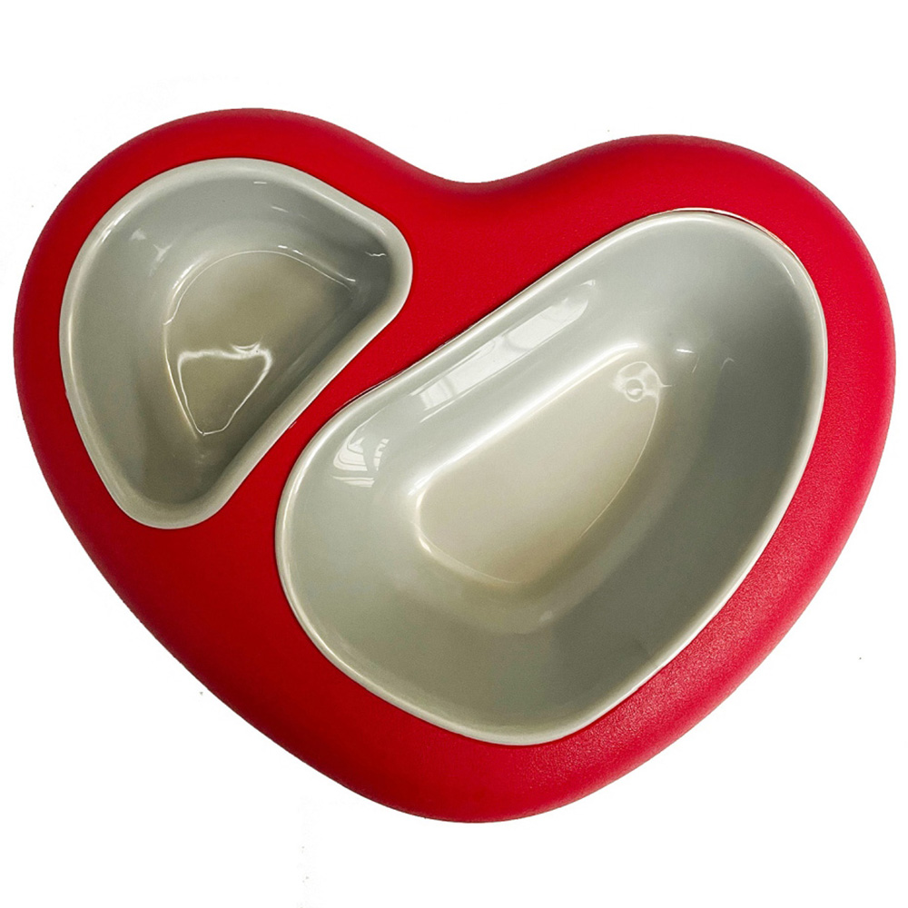 Happy Pet Heart Dog or Cat Double Bowl 32 x 25.5 x 7cm Image 1