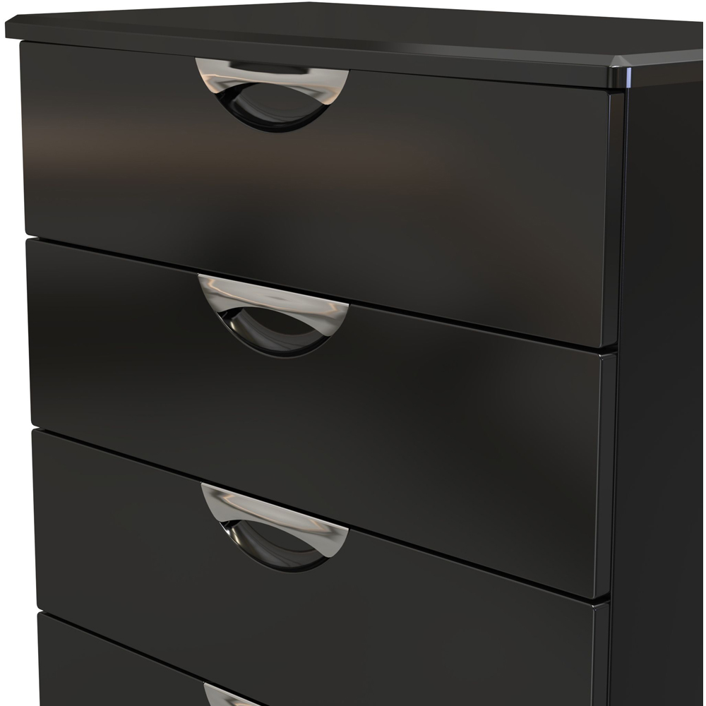 Crowndale Camden 5 Drawer Black Gloss and Black Chest of Drawers Ready Assembled Image 6