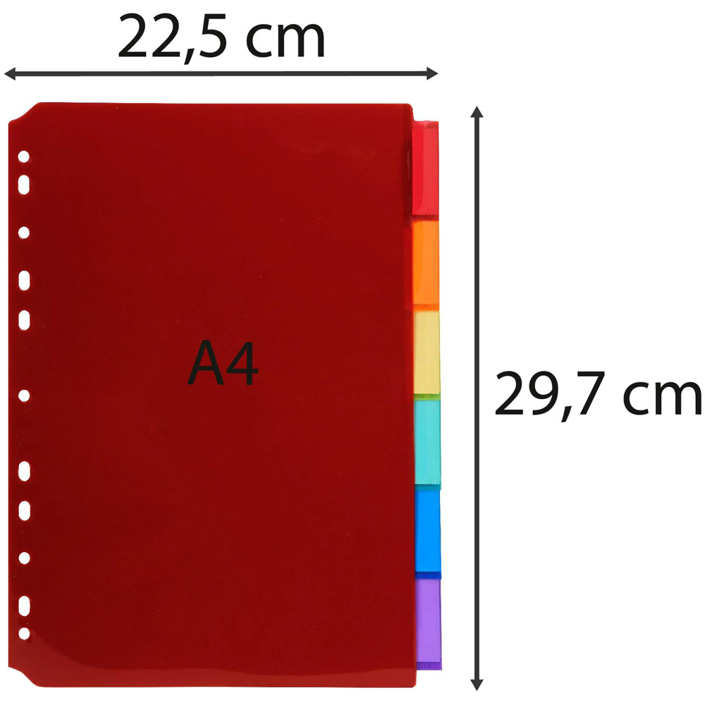 Exacompta A4 6 Section Assorted Colour Polypropylene Divider 10 Pack Image 4