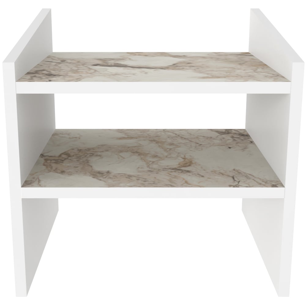Decorotika Adin 2 Shelf White Ephesus Bedside Table Image 2