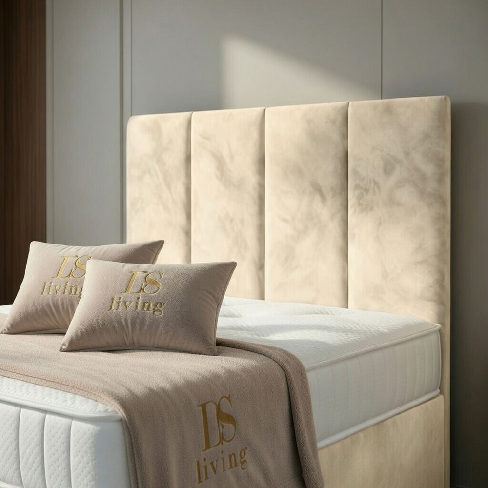 DS Living Harmony Super King Size Cream Plush Velvet Ottoman Bed Image 3