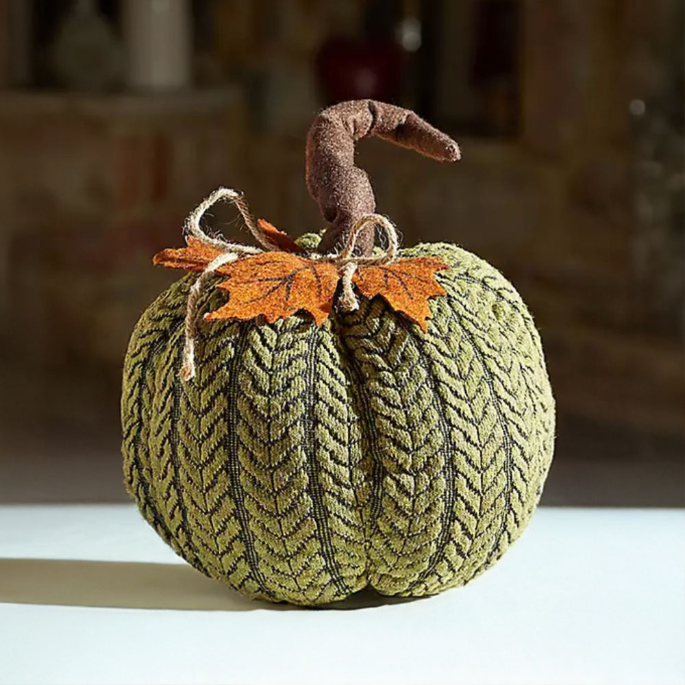 Garden Mile Green Plush Pumpkin Halloween Decoration Set 16cm 2 Pack Image 3