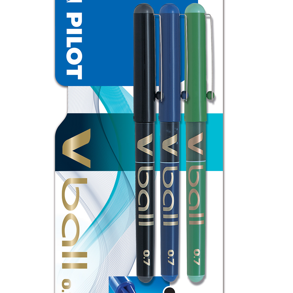 Pilot Vball Rollerball Pen 0.7 Assorted Colours 3 pack Image 2