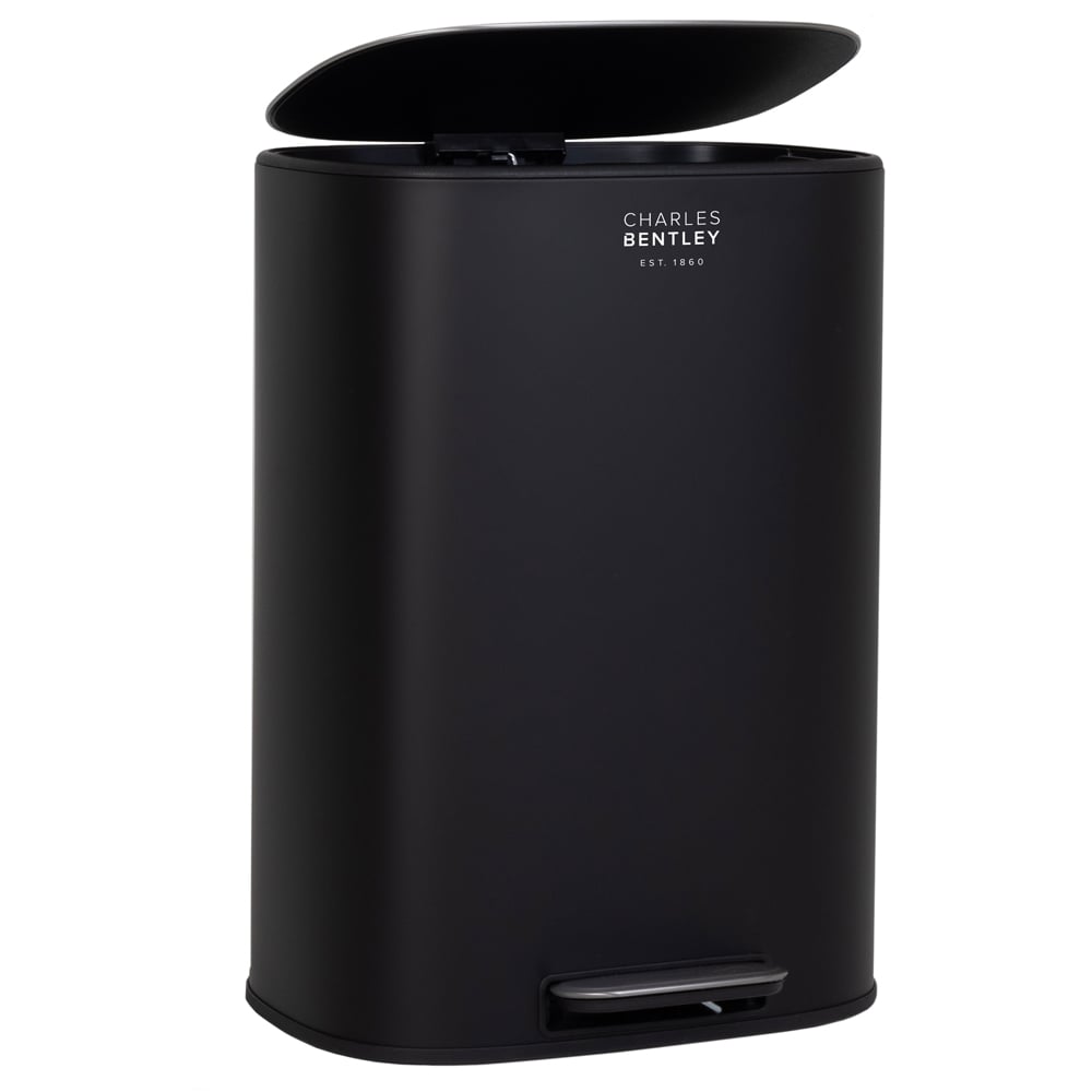 Charles Bentley Matt Black Kitchen Pedal Bin 50L Image 5